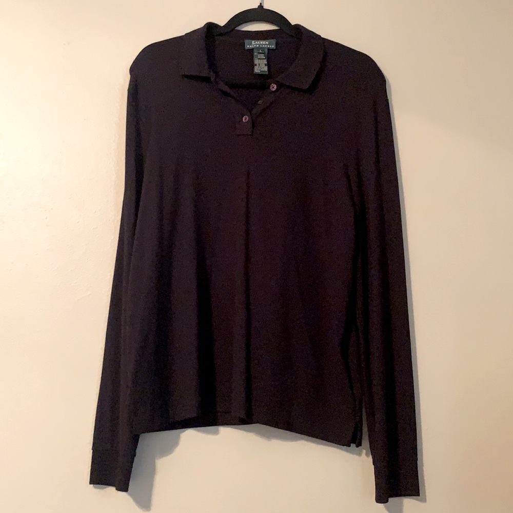 Ralph Lauren long sleeve top. Size Large. Black.